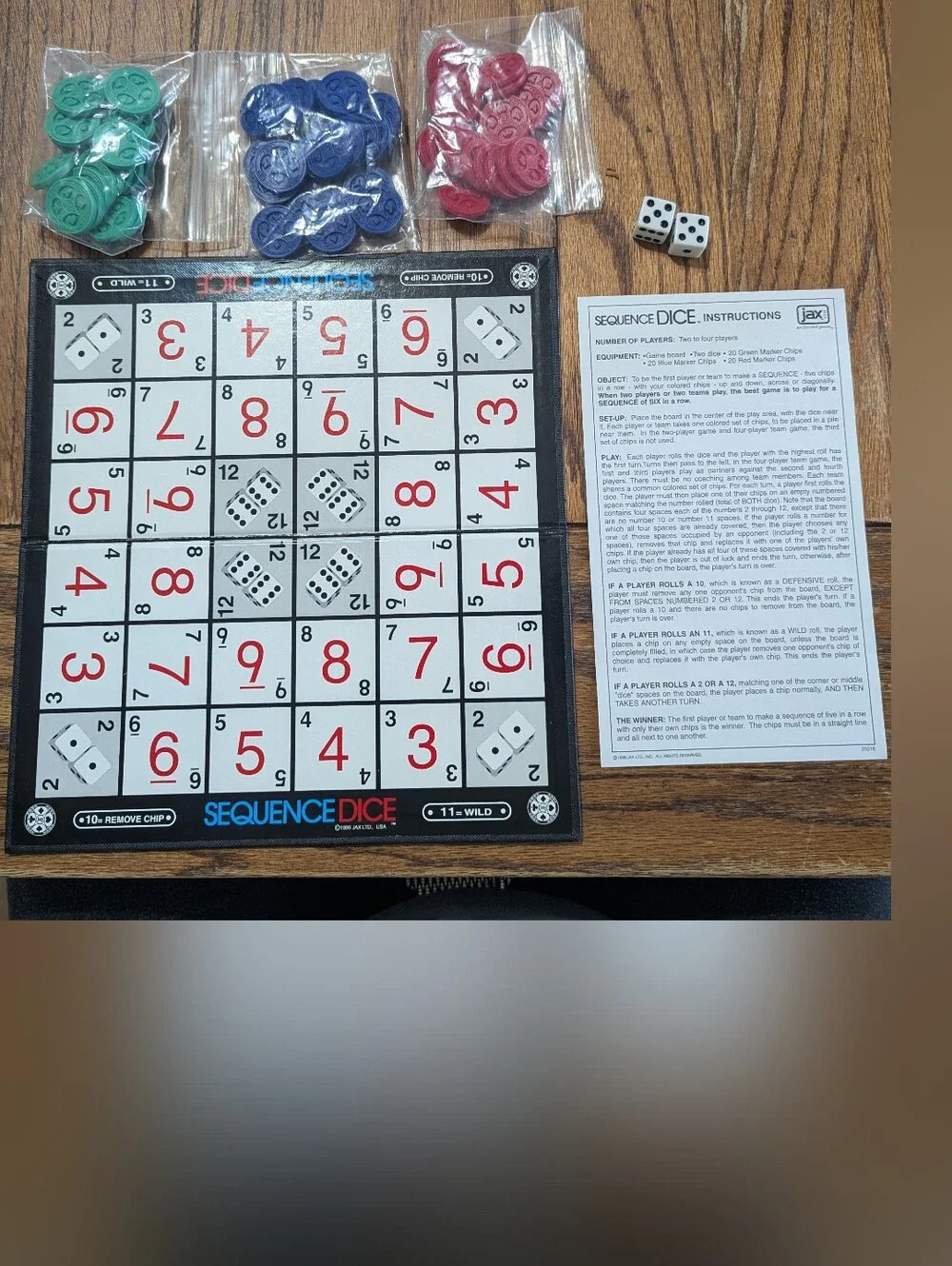 Vintage Sequence Dice Board Game Complete Jax Retro Family Night Strategy